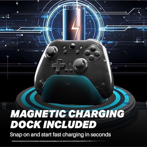 NiTHO PRO ONE Wireless Gaming Controller for PC, Switch, Android & iOS | Gaming Gamepad with Hall Effect Stick & Trigger, Turbo, Vibration, 6-Axis Sensor, Remappable Buttons, Smart Charging Dock - Image 4