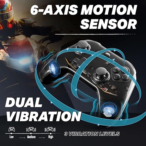 NiTHO PRO ONE Wireless Gaming Controller for PC, Switch, Android & iOS | Gaming Gamepad with Hall Effect Stick & Trigger, Turbo, Vibration, 6-Axis Sensor, Remappable Buttons, Smart Charging Dock - Image 5