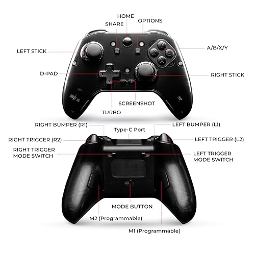 NiTHO PRO ONE Wireless Gaming Controller for PC, Switch, Android & iOS | Gaming Gamepad with Hall Effect Stick & Trigger, Turbo, Vibration, 6-Axis Sensor, Remappable Buttons, Smart Charging Dock - Image 2