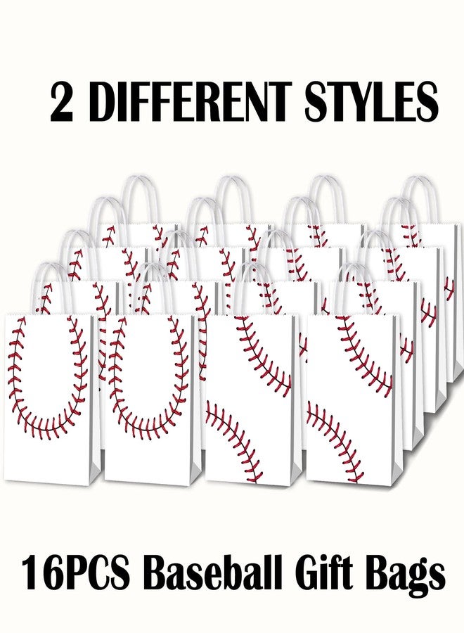 BQK 16pcs Baseball Snack Bags For Kids with Handles Baseball Goodie Bags Favors Baseball Treat Bags Baseball Gift Bags Baseball Theme Party Supplies Baseball Birthday Party Supplies - Image 2