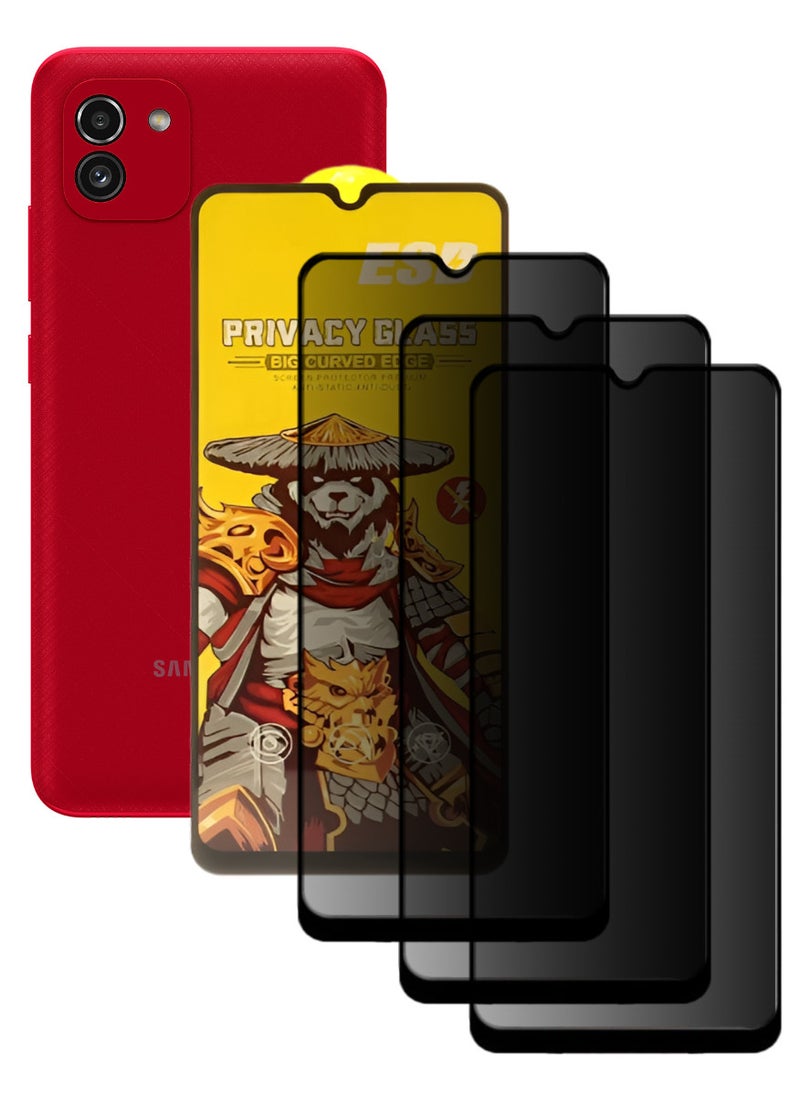 ESD 3 Pieces Tempered Dustproof Privacy Glass Screen Protector Compatible For Samsung Galaxy A03 - Image 1