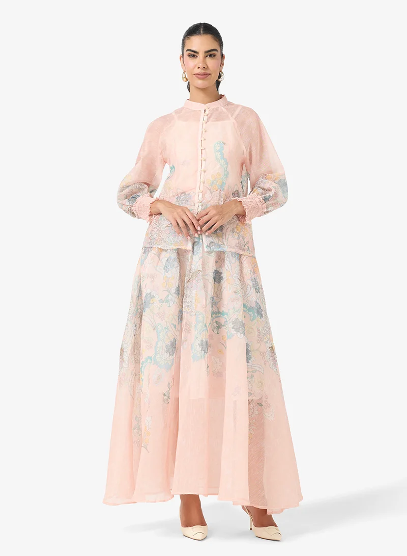 Printed Blouse & Skirt Set