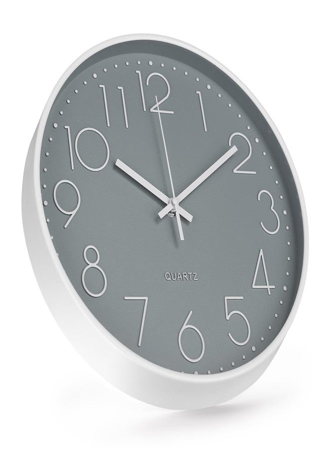 bakbrand Wall Clock 10 Inch Non-Ticking Silent Modern Simple Style Round Decor Clock Gray Stereoscopic Dial Quartz Wall Clocks for Home/Office/School/Living Room/Bedroom/Kitchen - Image 2