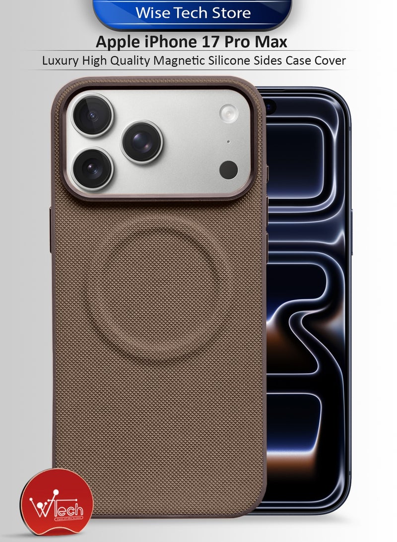 Wtech Apple iPhone 17 Pro Max 5G 2025 Luxury High Quality Magnetic Silicone Sides Case Cover (MCRPSN) - Brown - Image 1