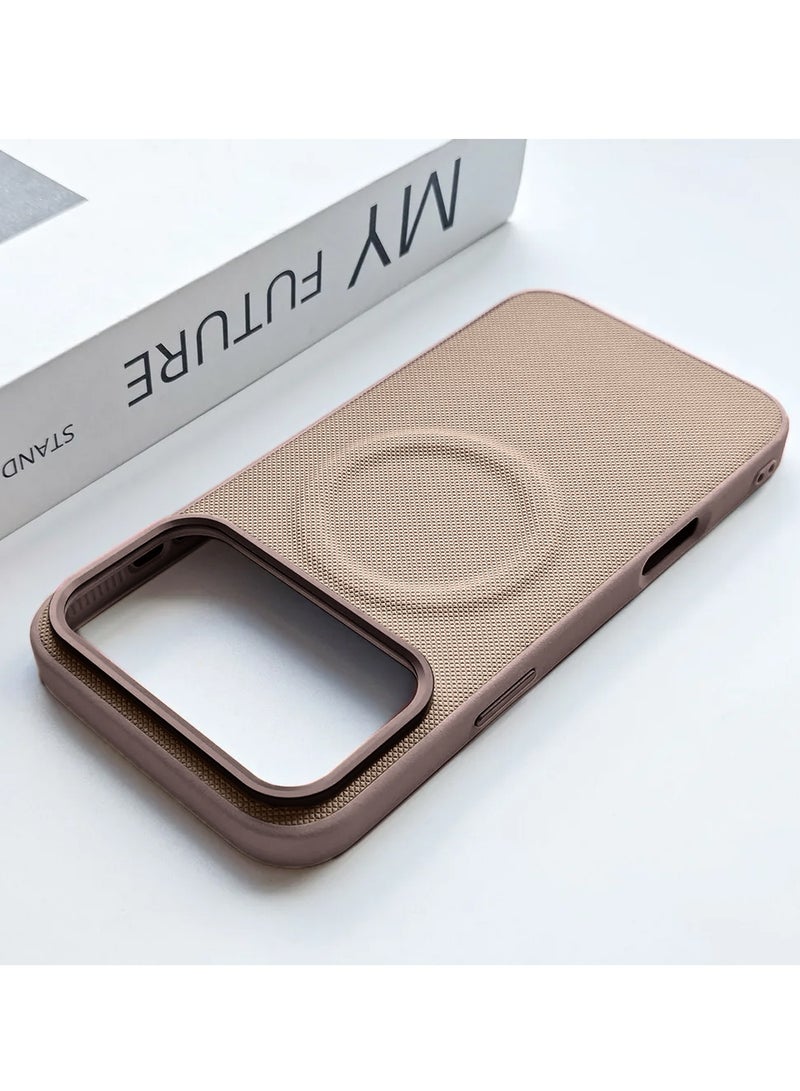 Wtech Apple iPhone 17 Pro Max 5G 2025 Luxury High Quality Magnetic Silicone Sides Case Cover (MCRPSN) - Brown - Image 3