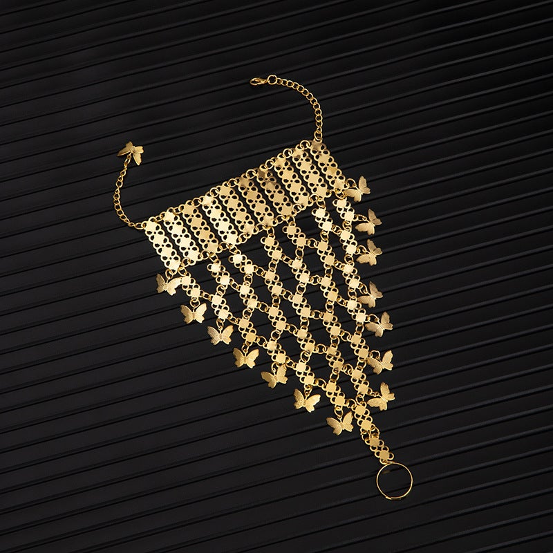 perforated multi-layer bell-shaped fringe finger bracelet back chain