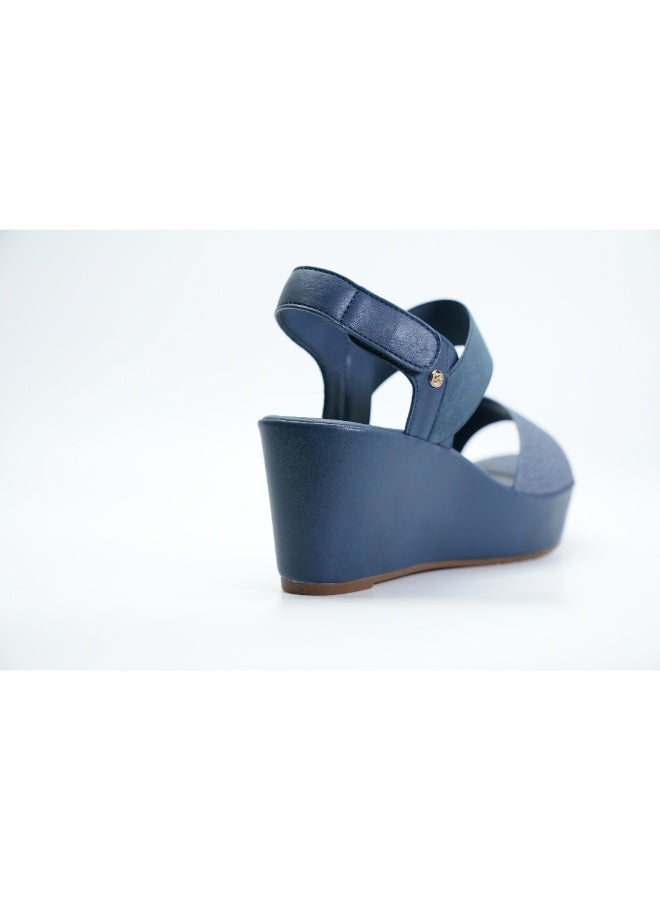 Michelle Morgan 092-3122 Michelle Morgan Women's Ankle Strap Wedge Heel Sandals 514RJ339 Navy - Image 3