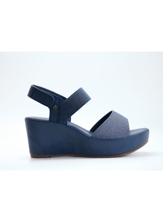 Michelle Morgan 092-3122 Michelle Morgan Women's Ankle Strap Wedge Heel Sandals 514RJ339 Navy - Image 1