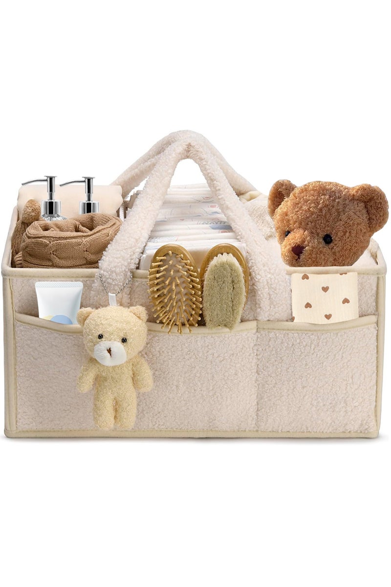Baby Nappy Caddy, Portable Nappy Organiser, Divided Design, Nursery Storage Basket Gift, Car Caddy - Image 1