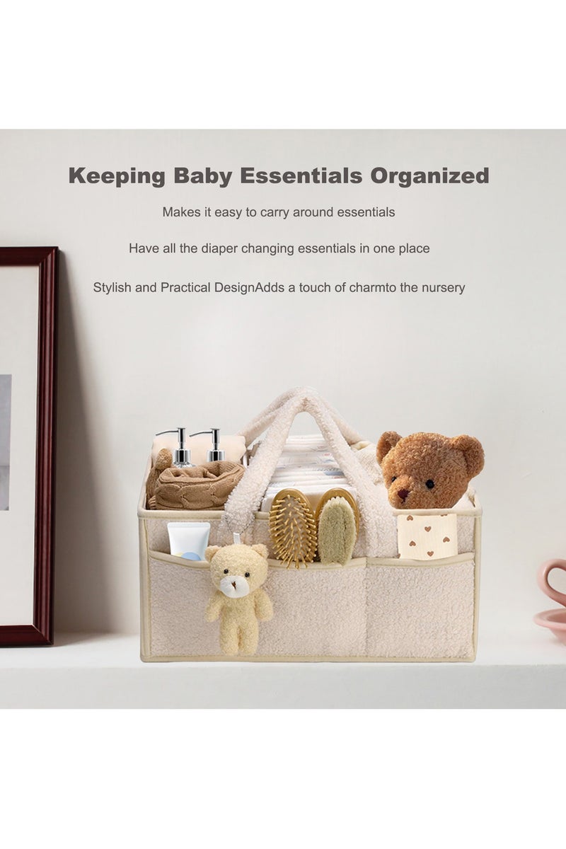 Baby Nappy Caddy, Portable Nappy Organiser, Divided Design, Nursery Storage Basket Gift, Car Caddy - Image 3