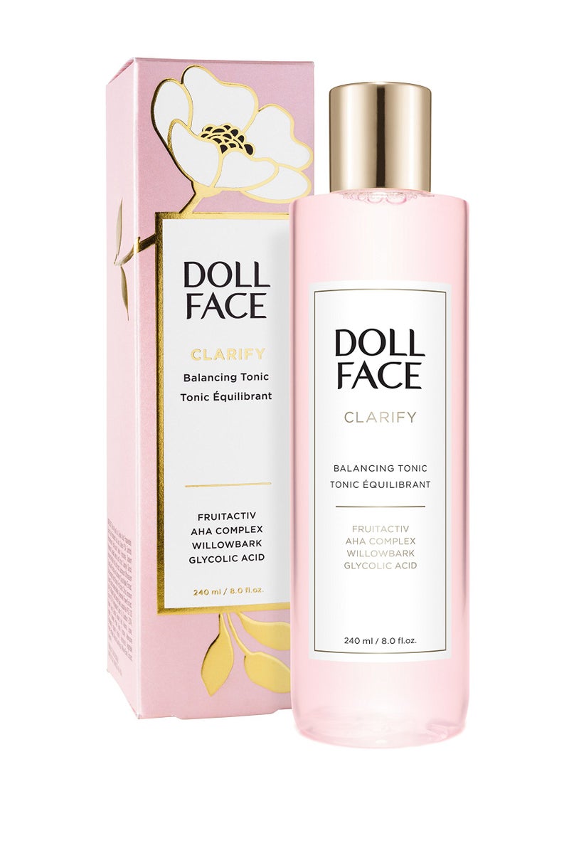 Doll Face Clarify Balancing Toner Glycolic Acid Willow Bark and Enzymes for Facial Soothing Facial Toning 8oz