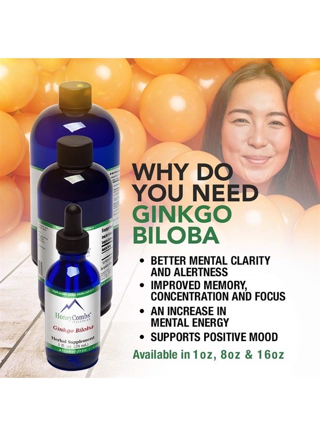HoneyCombs Ginkgo Biloba Supplement to Support Brain, Memory, Focus & Circulation – Natural Ginkgo Biloba Extract Drops – Alcohol-Free, Cold Pressed Ginkgo Biloba Liquid, 1 Fl Oz. - Image 4