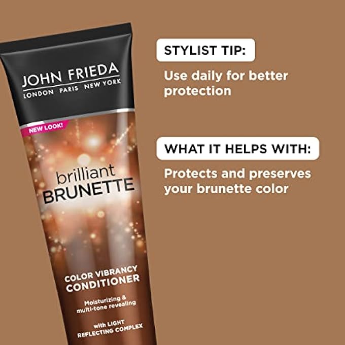 John Frieda BRILLIANT BRUNETTE, COLOR BOOSTING CONDITIONER, ENHANCES AND PROTECTS MULTI-DIMENSIONAL TONES, WITH SWEET ALMOND OIL TO REHYDRATE AND REPLENISH DRY HAIR, 8.45 OZ, PACK OF 2 - Image 3