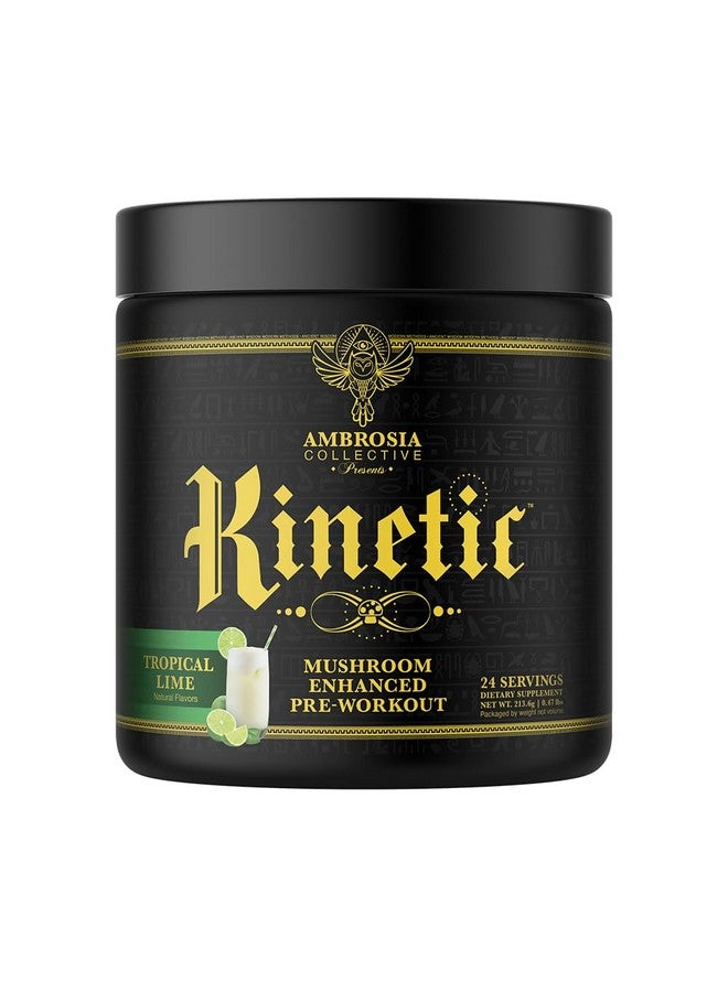 Ambrosia Kinetic Organic Preworkout, Mushroom Enhanced Natural Pre Workout Supplement, Nootropic Superfood Powder for Energy (Tropical Lime) - Image 1