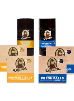 Dr. Squatch Manly Soap And Deodorant Variety Pack Handmade With Organic Oils, Aluminumfree Summer Citrus And Fresh Falls Men'S Natural Soap  - Image 1