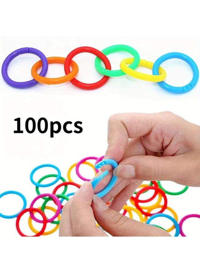 100 قطعة من مجلدات الحلقات البلاستيكية ألوان مختلطة DIY ألبوم صور دفتر قصاصات مستلزمات مكتبية - Image 2