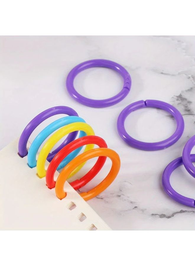 100 قطعة من مجلدات الحلقات البلاستيكية ألوان مختلطة DIY ألبوم صور دفتر قصاصات مستلزمات مكتبية - Image 3
