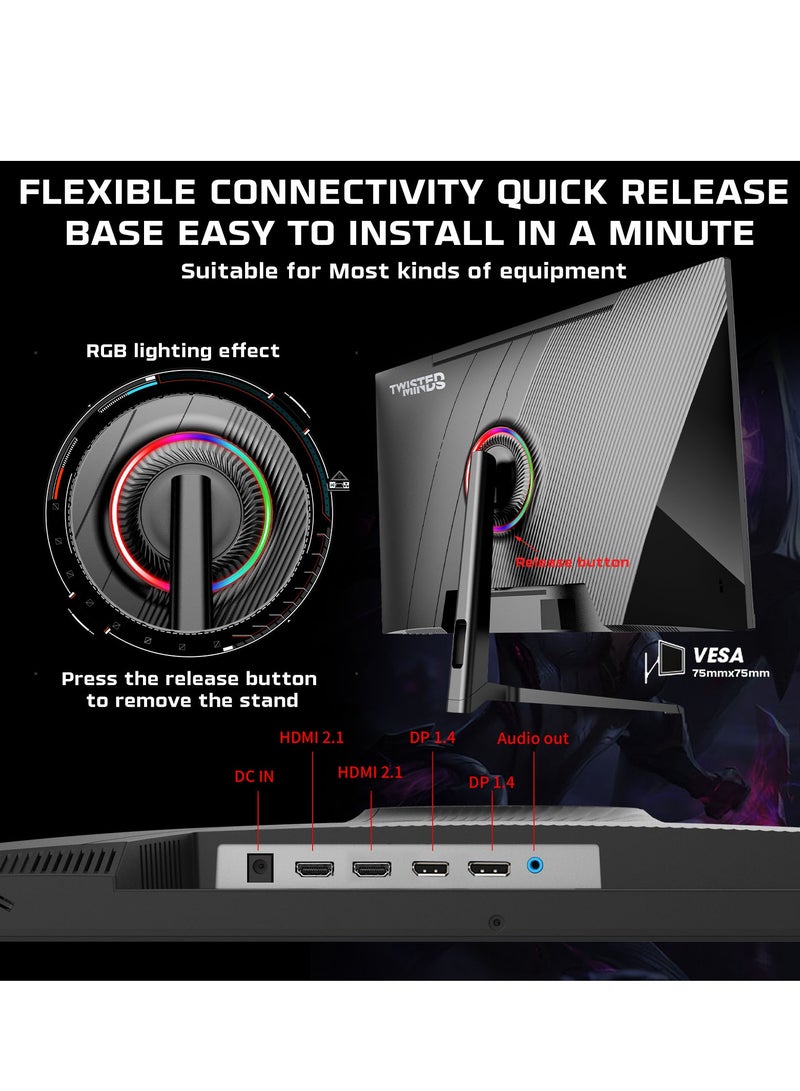 تويستيد مايندز "شاشة الألعاب TM32FHD240VA Supreme Series مسطحة بحجم 31.5 بوصة، دقة 1920x1080p FHD، لوحة VA، HDR، معدل تحديث 240/280 هرتز، استجابة 1 مللي ثانية، حامل قابل للتعديل، HDMI 2.1 مع مكبرات صوت مدمجة شاشة قيمنق       " - Image 4