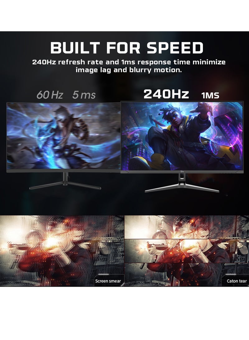 تويستيد مايندز "شاشة الألعاب TM32FHD240VA Supreme Series مسطحة بحجم 31.5 بوصة، دقة 1920x1080p FHD، لوحة VA، HDR، معدل تحديث 240/280 هرتز، استجابة 1 مللي ثانية، حامل قابل للتعديل، HDMI 2.1 مع مكبرات صوت مدمجة شاشة قيمنق       " - Image 3