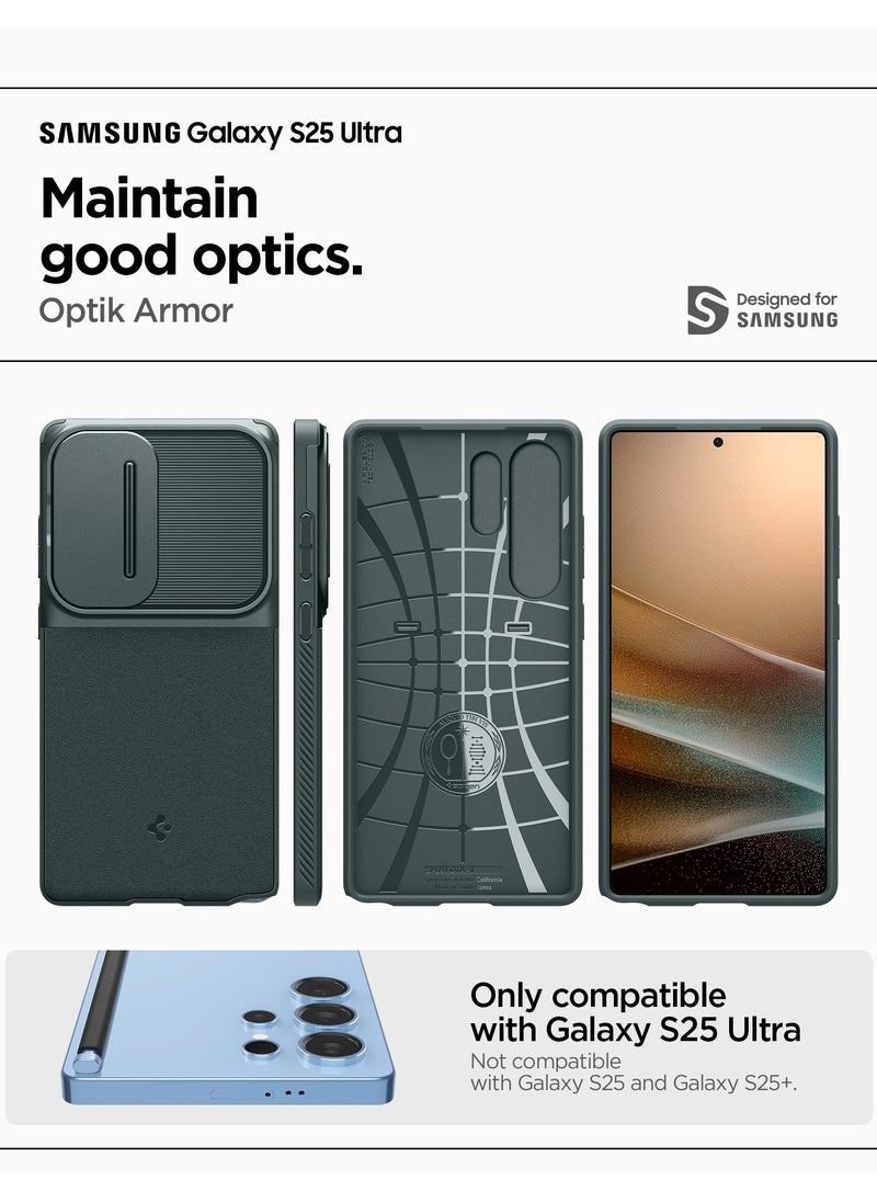 Spigen - Optik Armor Samsung Galaxy S25 ULTRA Case Cover (2025) with Camera Lens Protector - Abyss Green - Image 1