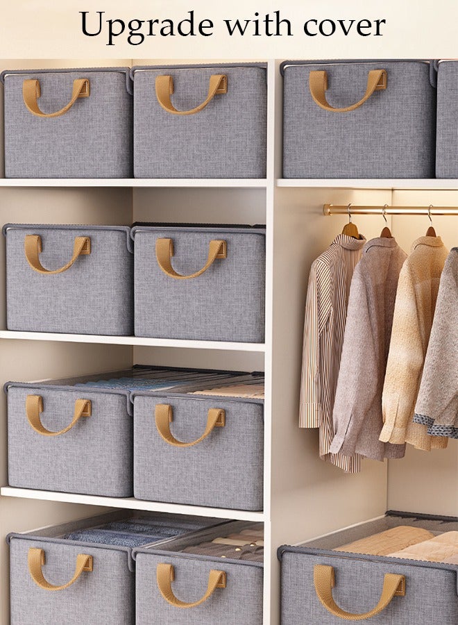 DUNISO Foldable Wardrobe With Lid, Clothes Storage Box, Foldable Fabric Storage Box, Layered Drawer Style Pants Storage Box, Jeans, Sweaters, Shirts Storage Box, Suitable For Home Dormitory Organizer (Grey) - Image 4