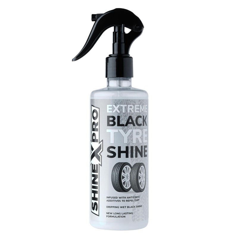 ShineXPro Bike & Car Tyre Polish - 300ML Extreme Black Tyre Shine - Long Lasting & Dirt Repellant Formulation - Ultra Wet Black Shine, Non-Greasy Tyre Polish For Car (300ML) - Image 1