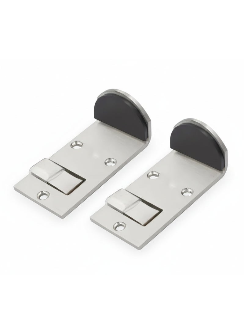 zoba 2 pieces of thick stainless steel door stoppers - thick and heavy anti-collision, hidden door bracket that mounts to the floor to secure the door. - Image 2