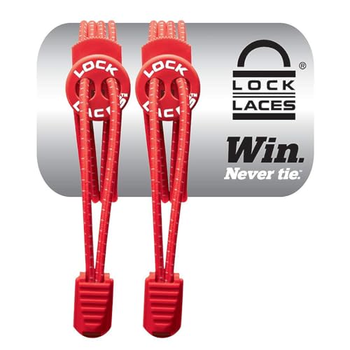 LOCK LACES (Elastic No Tie Shoelaces) (Red, 48-Inch) - Image 1