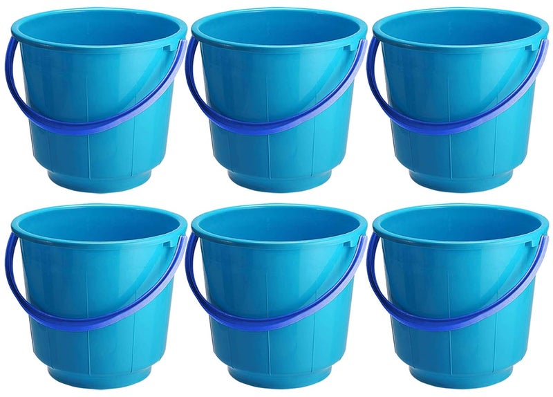 Kuber Industries 6 Pieces Unbreakable Strong Plastic Bathroom Bucket 13 LTR Blue CTKTC042990 - Image 1