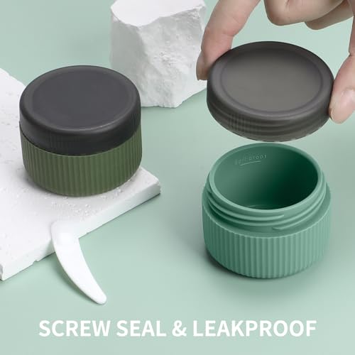 ME.FAN Travel Containers for Toiletries, TSA Approved 1.5 oz Silicone Cream Jars, Leak-proof Journey Containers, Trip Accessories with Lid for Cosmetic Face Hand Body Cream 4 Pack Black Lid Blue/Green - Image 3