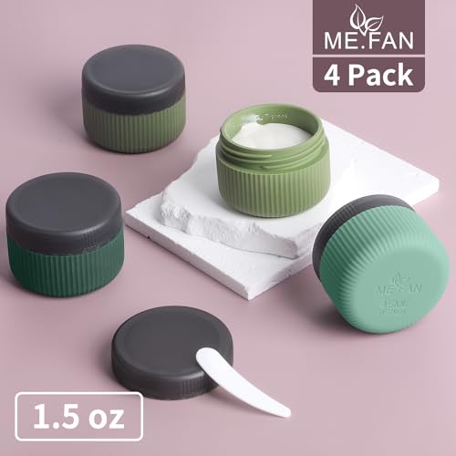 ME.FAN Travel Containers for Toiletries, TSA Approved 1.5 oz Silicone Cream Jars, Leak-proof Journey Containers, Trip Accessories with Lid for Cosmetic Face Hand Body Cream 4 Pack Black Lid Blue/Green - Image 2