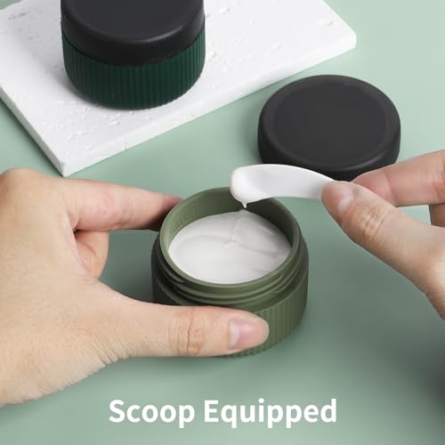 ME.FAN Travel Containers for Toiletries, TSA Approved 1.5 oz Silicone Cream Jars, Leak-proof Journey Containers, Trip Accessories with Lid for Cosmetic Face Hand Body Cream 4 Pack Black Lid Blue/Green - Image 4