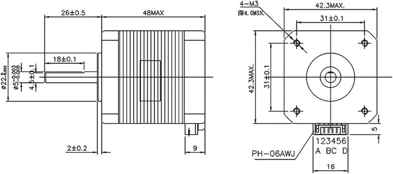 Nema 17 Stepper Motor 48mm 59Ncm 2A 4 Lead Color B For 3D Printer With Extension Cable - Image 4