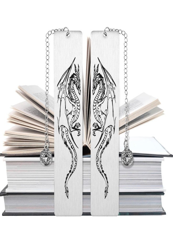 Teniinet 2Pcs Dragon Bookmark Gift for Men or Boy, Cool Bookmarks, Book Marks for Adults and Kids, Fantasy Gifts for Men(Style A) - Image 1