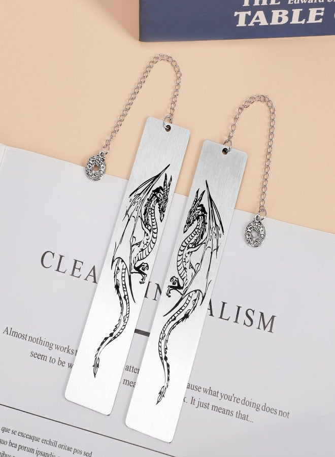 Teniinet 2Pcs Dragon Bookmark Gift for Men or Boy, Cool Bookmarks, Book Marks for Adults and Kids, Fantasy Gifts for Men(Style A) - Image 2