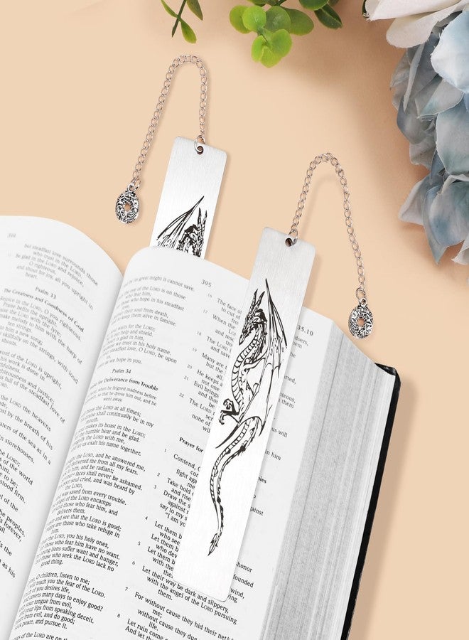 Teniinet 2Pcs Dragon Bookmark Gift for Men or Boy, Cool Bookmarks, Book Marks for Adults and Kids, Fantasy Gifts for Men(Style A) - Image 4
