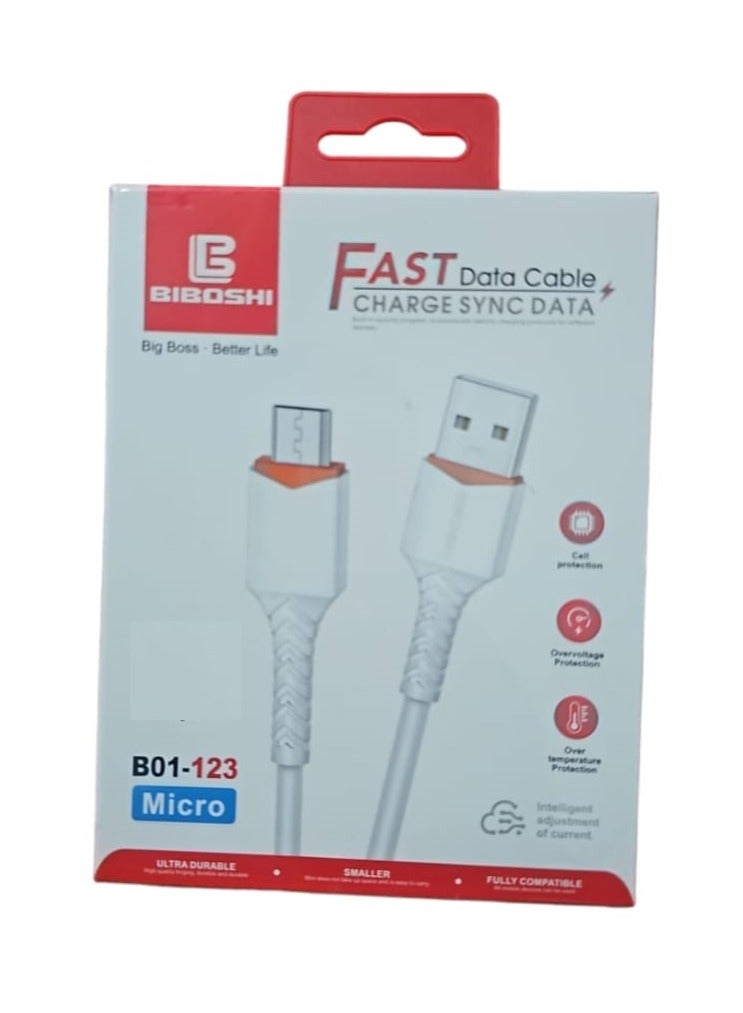 Biboshi Fast Micro Data Transfer and Charging Cable White