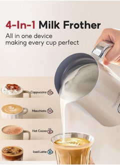 Cafelffe 4 In 1 Electric Milk Frother Automatic Milk Steamer Foamer For Cold Hot Chocolate Latte Cappuccino Milk Heater Warmer White 500W  - Image 2
