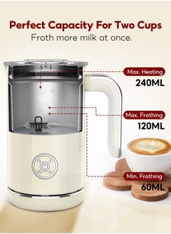 Cafelffe 4 In 1 Electric Milk Frother Automatic Milk Steamer Foamer For Cold Hot Chocolate Latte Cappuccino Milk Heater Warmer White 500W  - Image 4