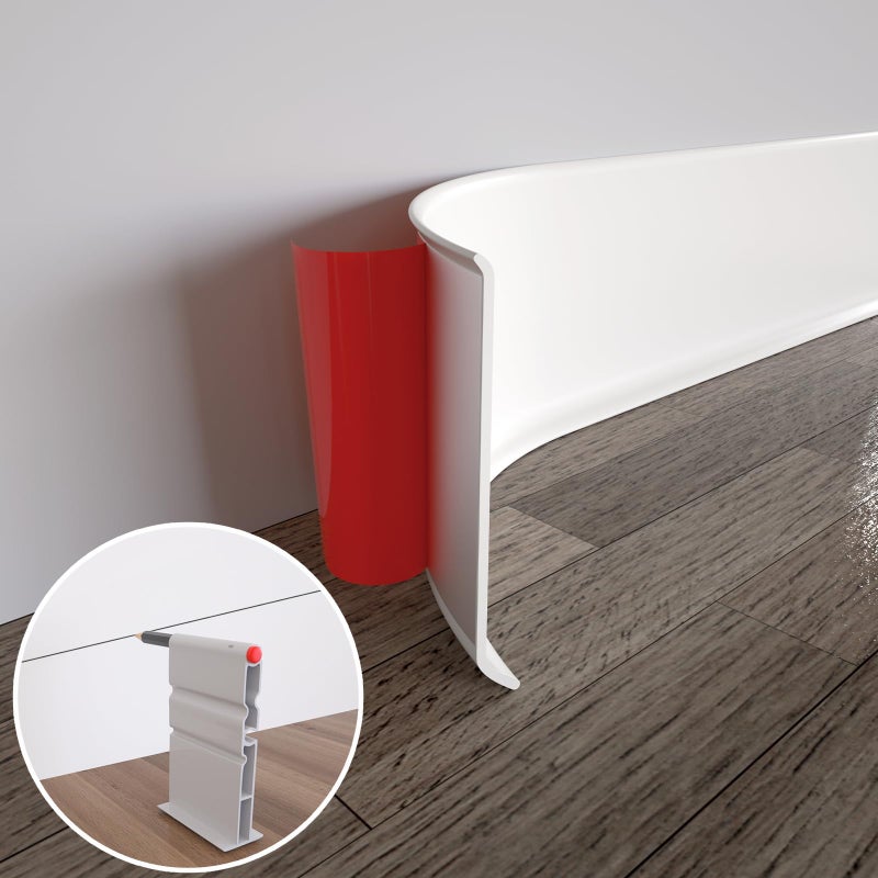 COUKIU Flexible Baseboard Molding Trim, 4 Inch x 20 Feet Self-Adhesive Vinyl Wall Base Cove Base, Peel and Stick Rubber Wall Base Moulding Trim(S100, White) - Image 1
