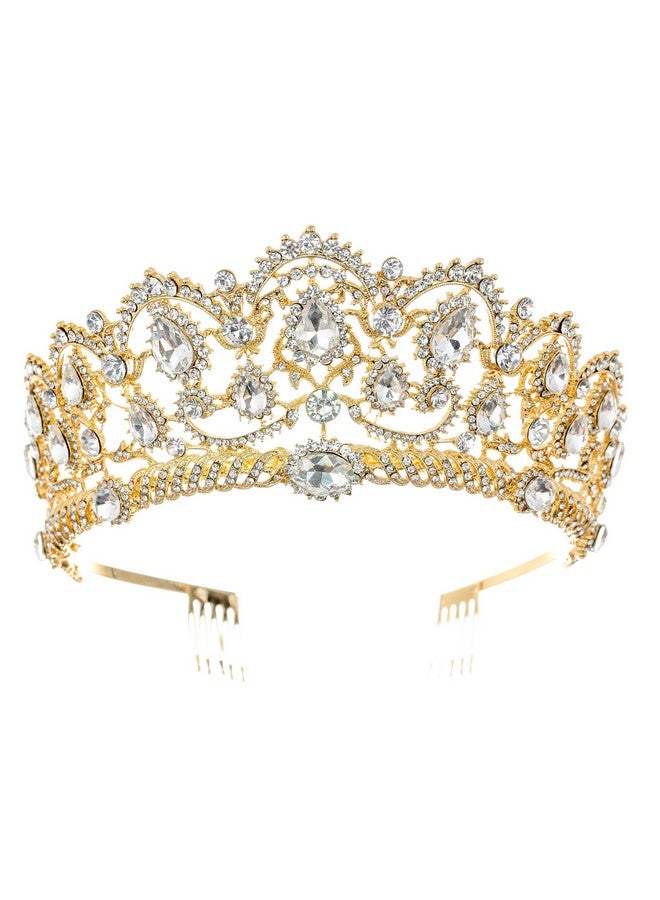 SAMKY Bridal Gold Tiara Crown With Rhinestone Wedding Headpiece Bride'S Crystal Hair Accessories For Woman - Image 1