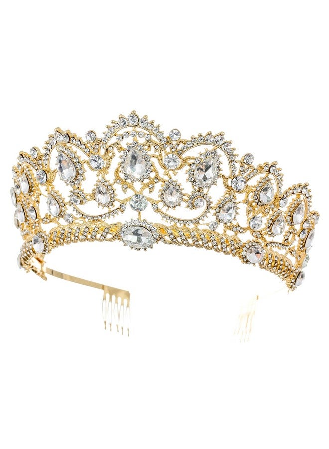SAMKY Bridal Gold Tiara Crown With Rhinestone Wedding Headpiece Bride'S Crystal Hair Accessories For Woman - Image 2