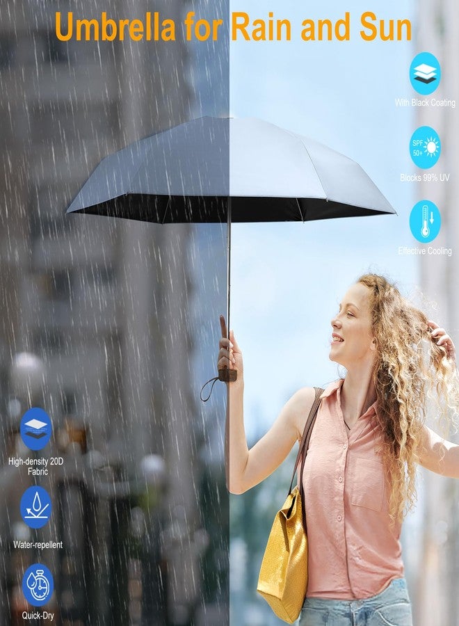 جي4فري مظلة سفر صغيرة قابلة للطي من G4Free، مظلة صغيرة الحجم توفر حماية من الأشعة فوق البنفسجية بدرجة 50+، مناسبة للحقائب والمحافظ، وخفيفة الوزن، وتناسب الجيب والمحفظة، للرجال والنساء (أزرق فاتح). - Image 5