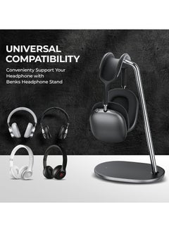 Benks BENKS Desktop Headphone Stand Universal Holder Hanger Mount Aluminum with Protective Silicone Pad for AirPods Max Black  - Image 4
