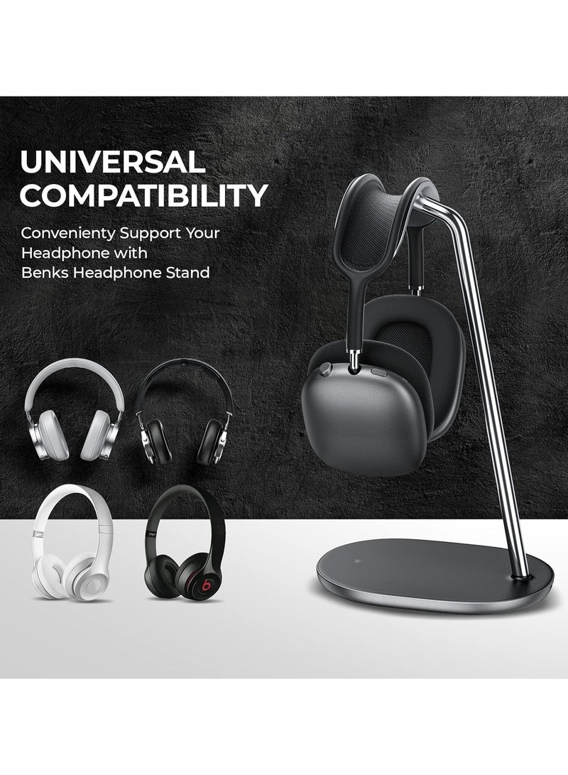 BENKS Desktop Headphone Stand Universal Holder Hanger Mount Aluminum with Protective Silicone Pad for AirPods Max Black - Image 4