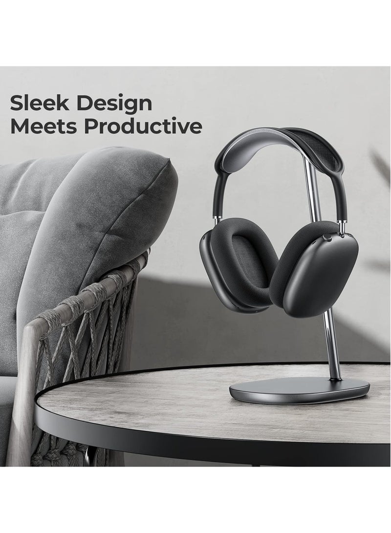 BENKS Desktop Headphone Stand Universal Holder Hanger Mount Aluminum with Protective Silicone Pad for AirPods Max Black - Image 3