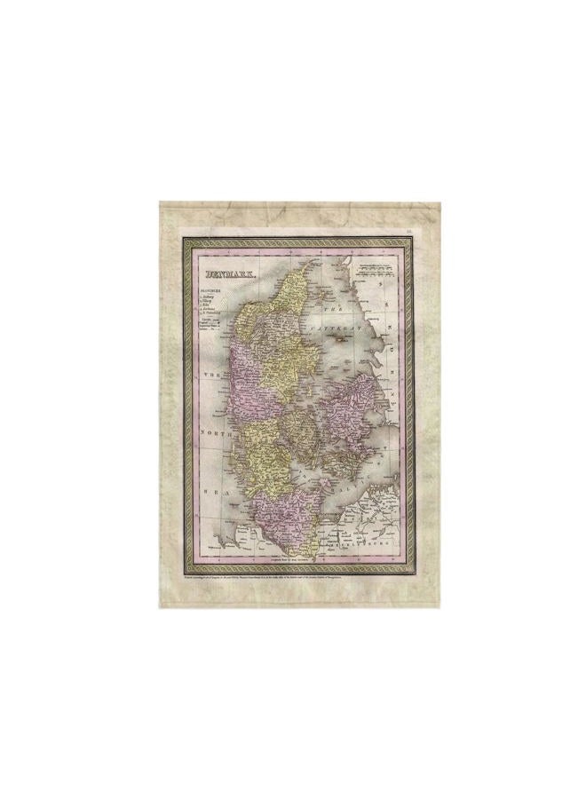 3DROSE 3D Rose Old Denmark Map of 1850 TWL_56943_1 Towel, 15" x 22" - Image 1