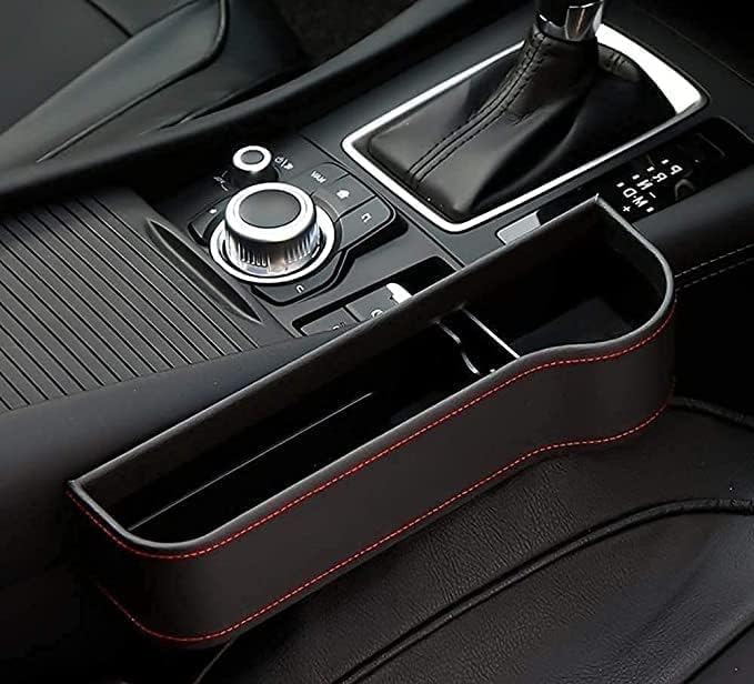 AKEEVA Car Side Organizer for Driver Seat Gap Filler Console Side Pocket with Bottle Cans Holder, Space Saving Rack Holding Cards, Phones, Keys, Coins (Pack of -1, Driver Side) - Image 1
