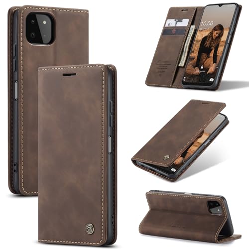 Cracedily for Samsung Galaxy A22 5G Case, Flip Wallet Leather Case with Card Holder Magnetic Closure Shockproof Kickstand Protective Phone Cases Cover for Samsung A22 5G,Coffee - Image 1