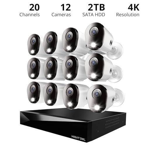 Night Owl 2-Way Audio 20 Channel DVR Video Home Security Camera System with (12) Wired 4K HD Indoor/Outdoor Deterrence Cameras and 2TB Hard Drive (Add up to 4 Wi-Fi Cameras) (12 Camera) - Image 2
